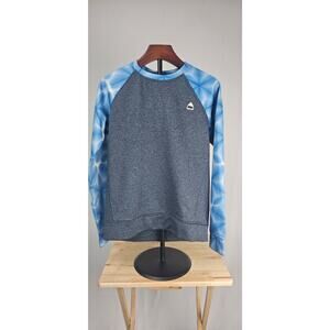 BURTON Snowboards Women’s Crew Sweater Small Gray Blue Tie Dye Apres Cozycore